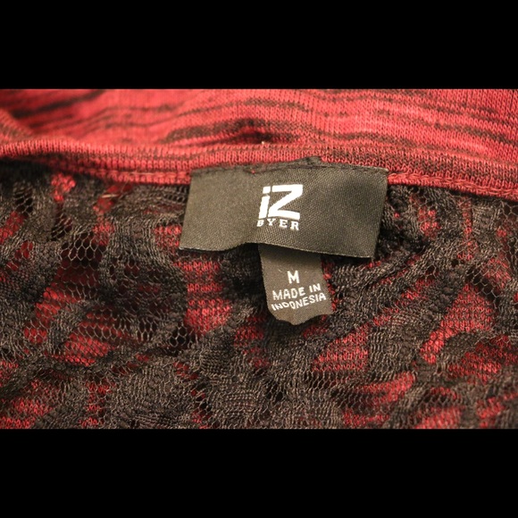 Red Fitted Top W/ Half Sleeves and Mesh Inlay - Picture 3 of 4